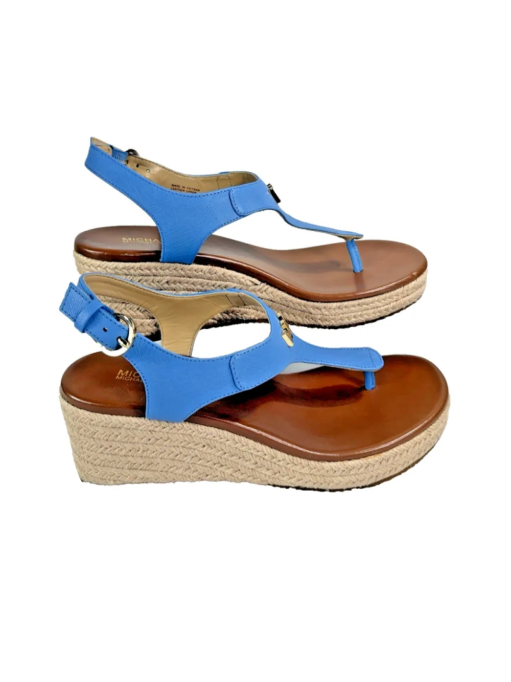 Michael Kors Laney Thong Espadrille wedge platform Sandals Blue Size 7M